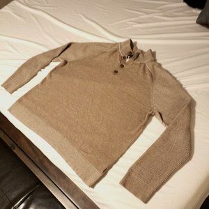 Luxurious Express Men's Buttoned Mock Neck Sweater in Tan- Size XXL